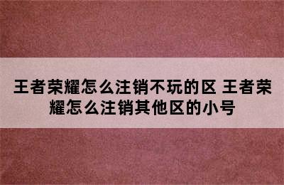 王者荣耀怎么注销不玩的区 王者荣耀怎么注销其他区的小号